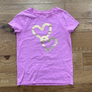Cat & Jack Girls Purple Heart Graphic Short-Sleeve Shirt - Size S (6/6X)